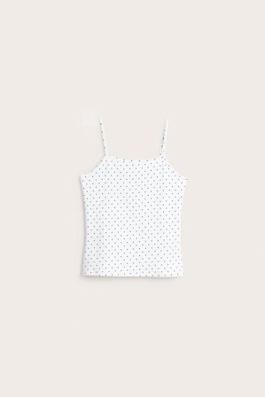 Kappahl | Prikkete singlet i bomullstrikot Hvit 158/164 | Hvit