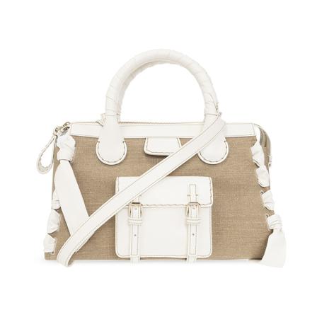 Chloé, Medium Edith Day Bag Beige, Dames, Maat:ONE Size,linnen