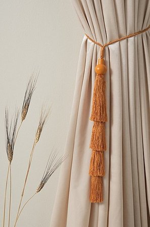 Jotex - Opaska Zfrędzlami Do Zasłon, 1sztuka Musztardowy brąz - NURU - Kup Wiązanie do zasłony firmy Jotex