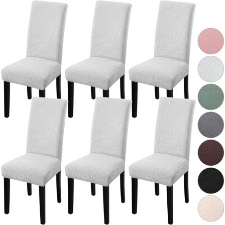 4-pack julstolsöverdrag, stretch, avtagbar tvättbar matsal Leaves-ljusgrå