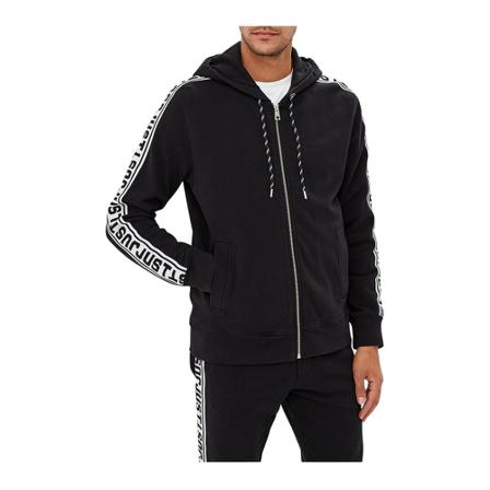 Just Cavalli, Cotton hooded zipped sweatshirt Czarny, Mężczyzna, Rozmiar: L