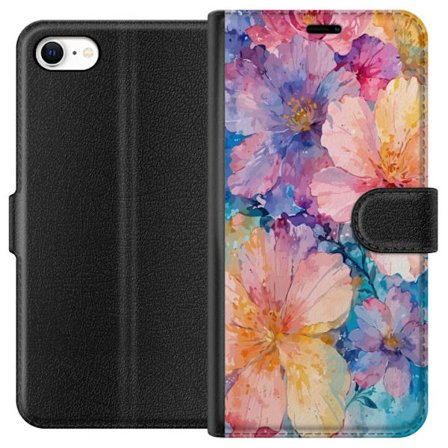 Kompatibelt Lommeboketui til Apple Apple iPhone 6 Akvarellmaling med store blomster i rosa, blå og gule toner i en myk kunstnerisk stil.