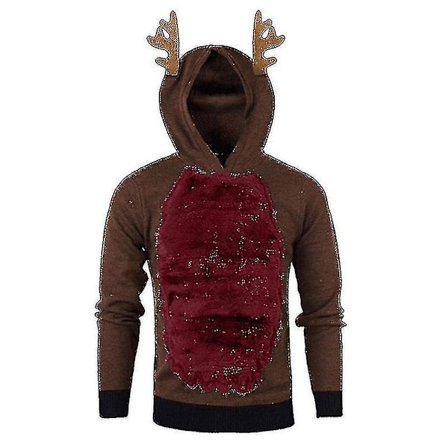 Herre Jule Hætte Sweatshirt Jumper Toppe Jul Rudolph Rensdyr Pullover Sweatshirt