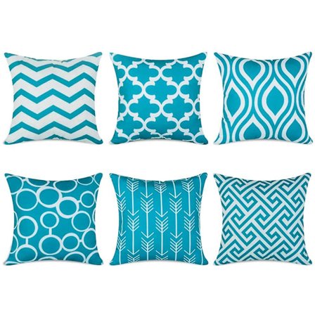 6 kappaleen tyynynpäälliset 45x45 cm Laadukas kangas Geometrisilla kuvioilla Sohvaan Autoon Terassille Koristeelliset tyynynpäälliset Sarja Turkoosi 
