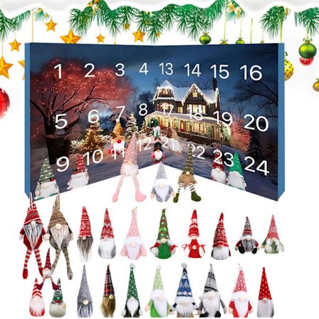 Julegnom Adventskalender 2025, 24-delt Gnom Adventskalender for Julepynt og Gave