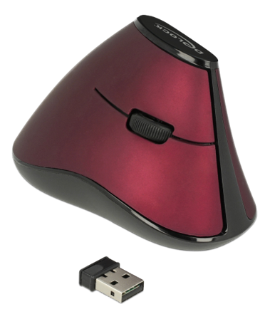 Delock vertikal mus - 2.4 GHz - sort / rød