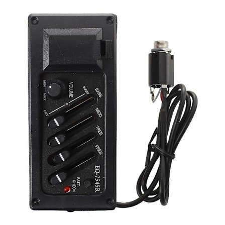 Täydellinen setti Eq Esivahvistin Plus Mikrofoni Akustisen Kitaran 7545r-4 Nauhaa Plus Äänenvoimakkuuden Säädin, Toimitetaan Paristokotelon Kanssa