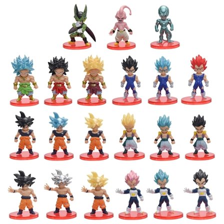 21 stk/sett Dragon Ball Z Anime Figur Leker Son Goku Majin Buu Vegeta Frieza Broli Cell PVC Tegneserie Modell Dukker Bursdagsgaver(D)
