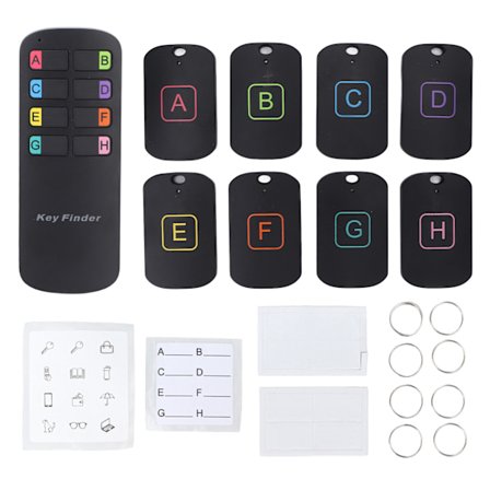 Langaton avainten etsin 75‐85dB Äänihälyttimen paikannin Lähetin 8 Vastaanotinta Lompakoille Matkapuhelimille Lemmikeille