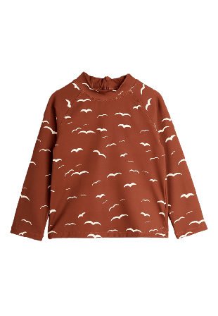 Mini Rodini Seagull Long-sleeve uv top Baddräkter Unisex Brun 128/134