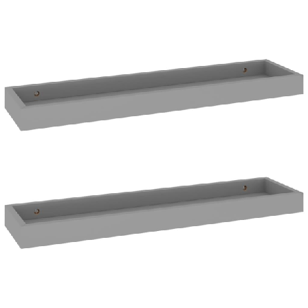 Vidaxl Vägghyllor Med Kant 2 St Grå 60x15x4 Cm Mdf Grå