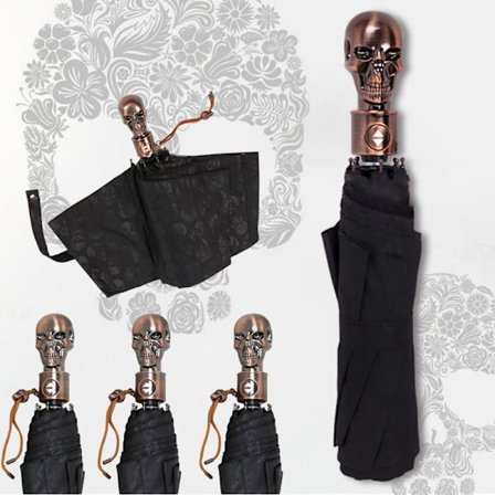 105cm 3 kokoontaittuva Creative Skull Kahva automaattinen iso sateenvarjo