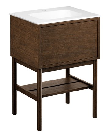 Gustavsberg Ducentic GB71DCVU60AWWB11LF Kommodpaket med ben, 60 cm, brun ek/vit, 1 blandarhål Brun ek/Vit, Badrum