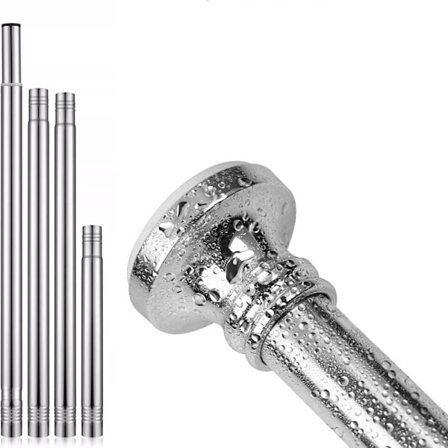 Utdragbara gardinstänger, 60-238 cm Utdragbar duschdraperistång, Teleskopstångset i rostfritt stål Ingen borrning för badrum, garderob, klädkammare, 