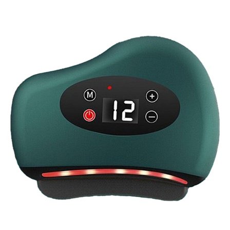 Elektrisk Gua Sha Massager 12 Vibrationsopvarmningsgear Konstant Temperatur Hudskrabning Massageapparat Grøn