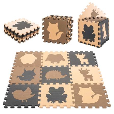Vaahtomuovi palapelimatto lapsille 9el. beige-ruskea-musta 85cm