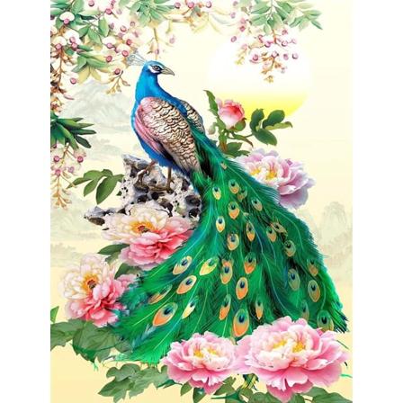 DIY Diamantmaleri Kunst Påfugl Dyr Krystal Rhinestone Kors