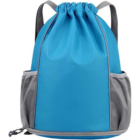 Gympose Gym Bag med Snøring - Svømmetøy, PE-Bag, Sport, Vanntett, Snøring, Sportpose med Ytterlomme for Sport, Strand, Ferie, Svømming, Reise