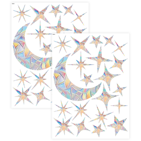 IC Stjärna månformade regnbåge prisma elektrostatiska glas klistermärken PVC