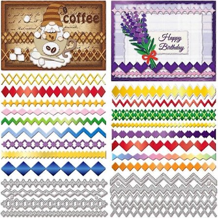 Diamantkant Metall Dies Regnbågsram Metall Skärande Die Kant Border Bakgrund Skärande Dies för DIY Scrapbooking Fotoalbum Dekorativ Prägling