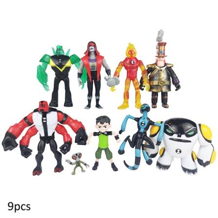 9-pakning Ben 10 actionfigur Ben Tennyson Four Arms Grey Matter Heatblast samleobjektmodellfigurer leker barnegaver
