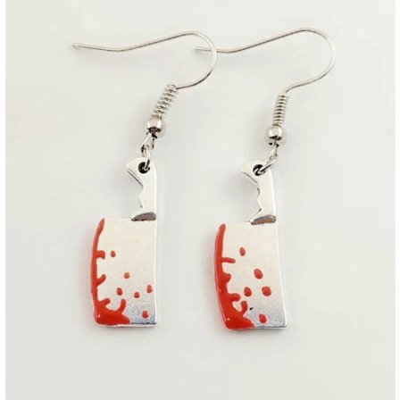 Earrings - Axe - Meat Cleaver - Blood