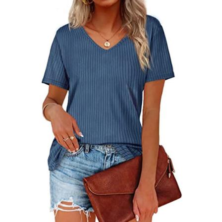 Kortärmad T-shirt För Kvinnor I Enfärgade Toppar