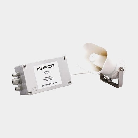 Sygnalizator dźwiękowy do łodzi 24 V Marco EMH Electronic Whistle with VHF Fog Signal, plastikowy, z napędem głośnikowym, natynkowy - Jachtowa