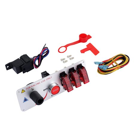 5 i 1 DC 12V Flip Up Tænding Toggle Switch Panel Bilmotor Start Trykknap med Led