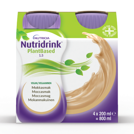 Nutridrink PlantBased 1,5 kcal/ml Næringsdrikk, Mokka, 4x200 ml
