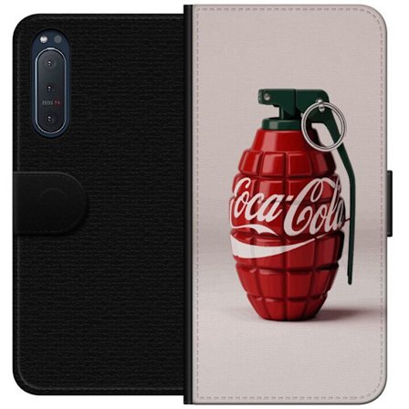 Yhteensopiva Lompakkokotelo Sony Sony Xperia 5 II Taiteellinen kuva Coca Cola -granaatista punaisena ja vihreänä, pop-art-inspiroitu motiivi leikkis