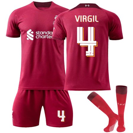 22 Liverpool Fotbollströja NO. 4 Virgil ströja set