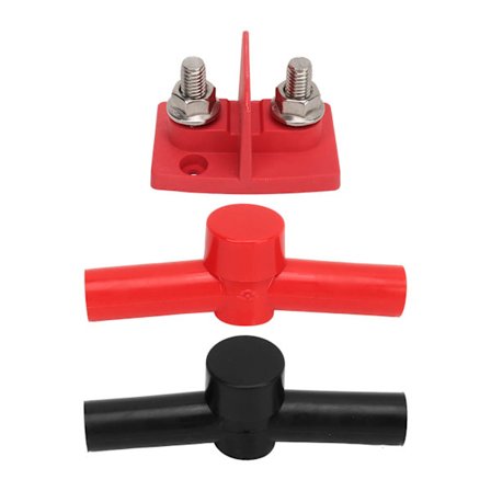 Dubbla Ström Post Kabelkontakter M10 Dubbla Dubbar med 2 Isolatorer för Bil Husbil Båt Lastbil DC 12V till 48V Röd