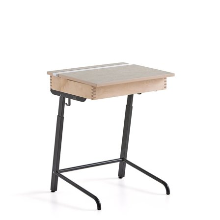 Ławka szkolna AXIOM, dźwiękochłonne linoleum, antracyt/szary