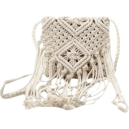 Frynse-Topp Krosskropp Veske Halmvevd Håndlaget Boho Strand Reisehåndveske for Kvinner