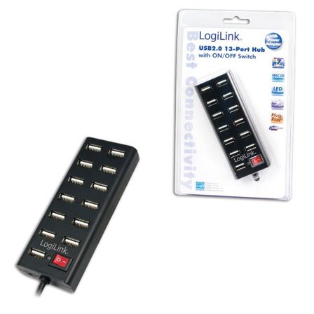LogiLink USB-HUB 13-Port m. Netzteil schwarz Kunst
