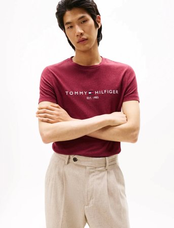 Tommy Hilfiger Tommy Logo Tee - Burgundy - XXL