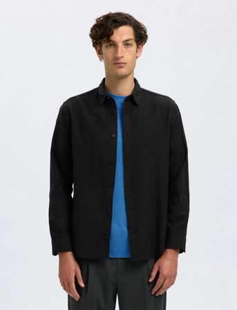 Selected Slmregclaus Noah Brush Twist Sht Ls Noos - Black - M