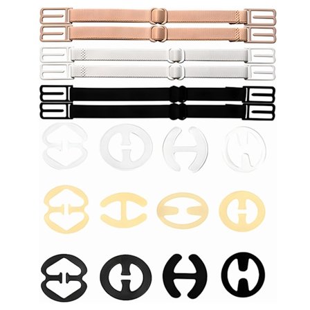 Rintaliivien olkaimet, 18 kpl rintaliivipidikkeitä selkään, liukumattomat rintaliivien olkahihnan pidikkeet, soljet dekolteen säätöön rintaliiveille