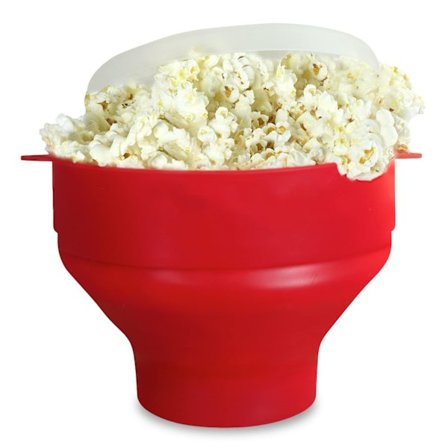 Popcornbolle Silikon mikrobølgeovn bolle for popcorn - Sammenleggbar rød-WELLNGS