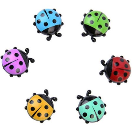 6 stk Kreative Plast Marihøner Tre Kjøleskapsmagneter Skrivebord (tilfeldig farge)