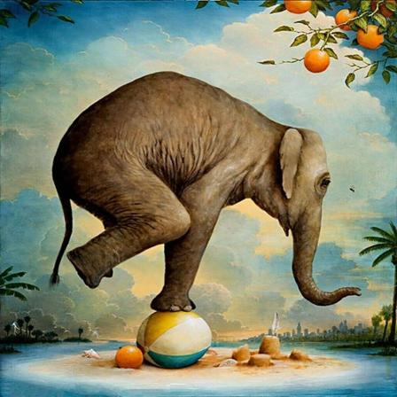 5D Diamantmaleri Elefant Vildt Dyr Lang Næse Cirkus Orange