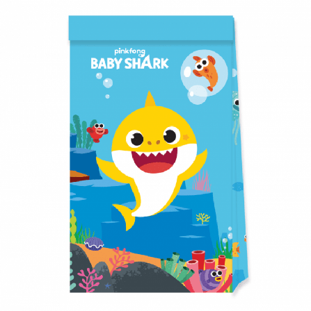 Godispåsar Baby Shark, papp 4-pack - Partyninja.se