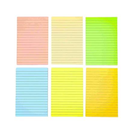 Fargerike klistrelapper kan festes og rives av, klistrelapper, notater, N ganger, 6 eksemplarer, 10([HK])