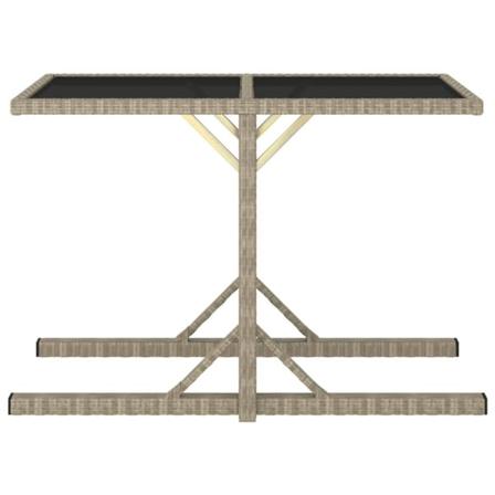 Vidaxl Trädgårdsbord Beige 110x53x72 Cm Glas Och Konstrotting Beige