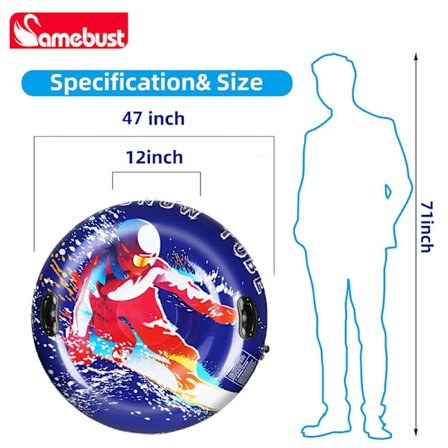 47" Oppustelig snekælk til voksne, enkeltpersons vinter udendørs ski legetøj med kraftigt sne dæk design