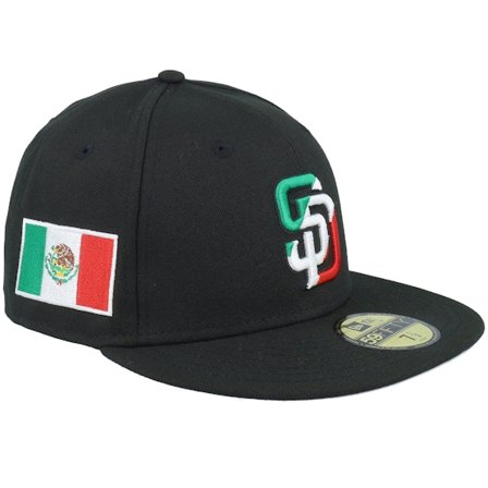 New Era - MLB Schwarz Fitted Cap - San Diego Padres Dark Wave 59FIFTY Flag Black Fitted @ Hatstore