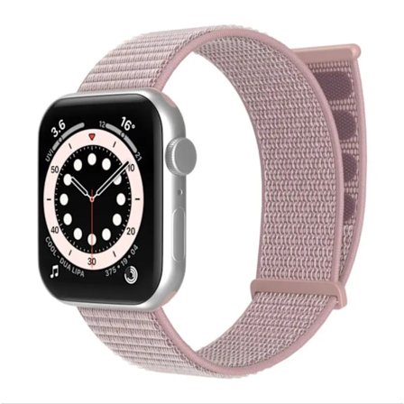 Urheilullinen ja mukava nylonranneke Apple Watch 38mm/40mm/41mm - Tummanroosa