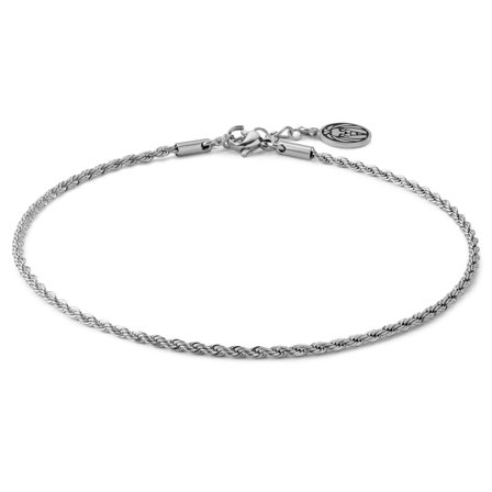 Catena corda da uomo per caviglia in acciaio inossidabile dal tono argento per uomini - Cavigliere