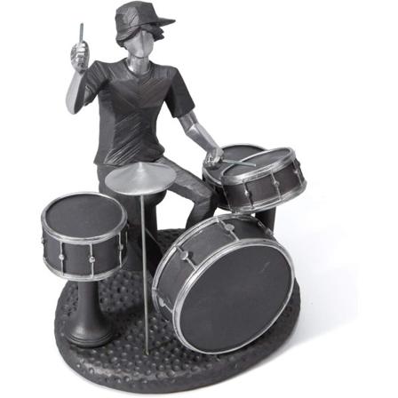 Statue Musiker Figur Musikalsk Skulptur Dekoration Harpiks Tromme Hylde